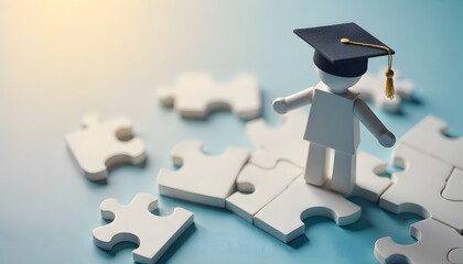  puzzle with graduation cap symbizes education, created with generative ai