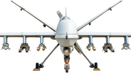 High-Precision Military Drone with Advanced Targeting System and Armaments for Aerial Surveillance and Strikes