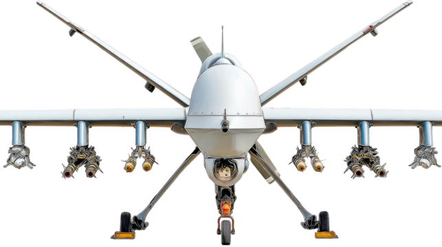 High-Precision Military Drone with Advanced Targeting System and Armaments for Aerial Surveillance and Strikes