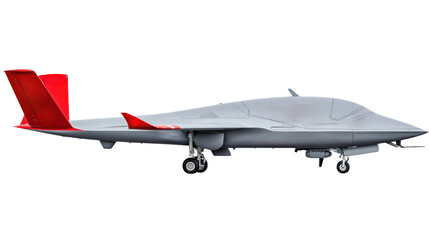 Futuristic Gray and Red Unmanned Aerial Vehicle Design for Military and Commercial Applications