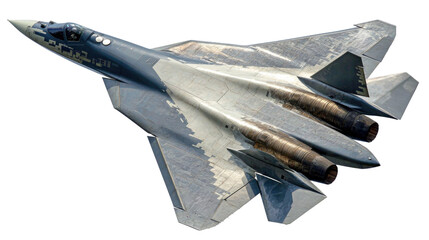 Advanced Military Jet Flying Overhead with Sleek Design and Powerful Engines in Clear Blue Sky