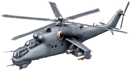 Detailed Close-Up of Military Helicopter with Advanced Design and Unique Features in Gray Color Scheme