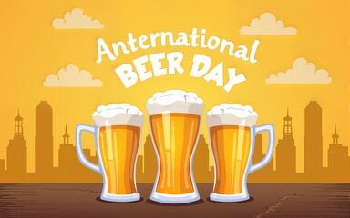 International Beer Day  vector illustration, a celebration of brews worldwide. High quality