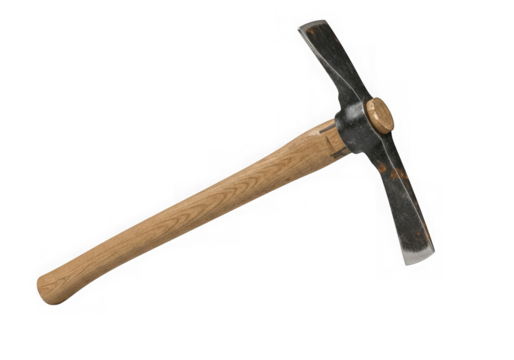 Vintage pickaxe tool isolated on transparent background for construction