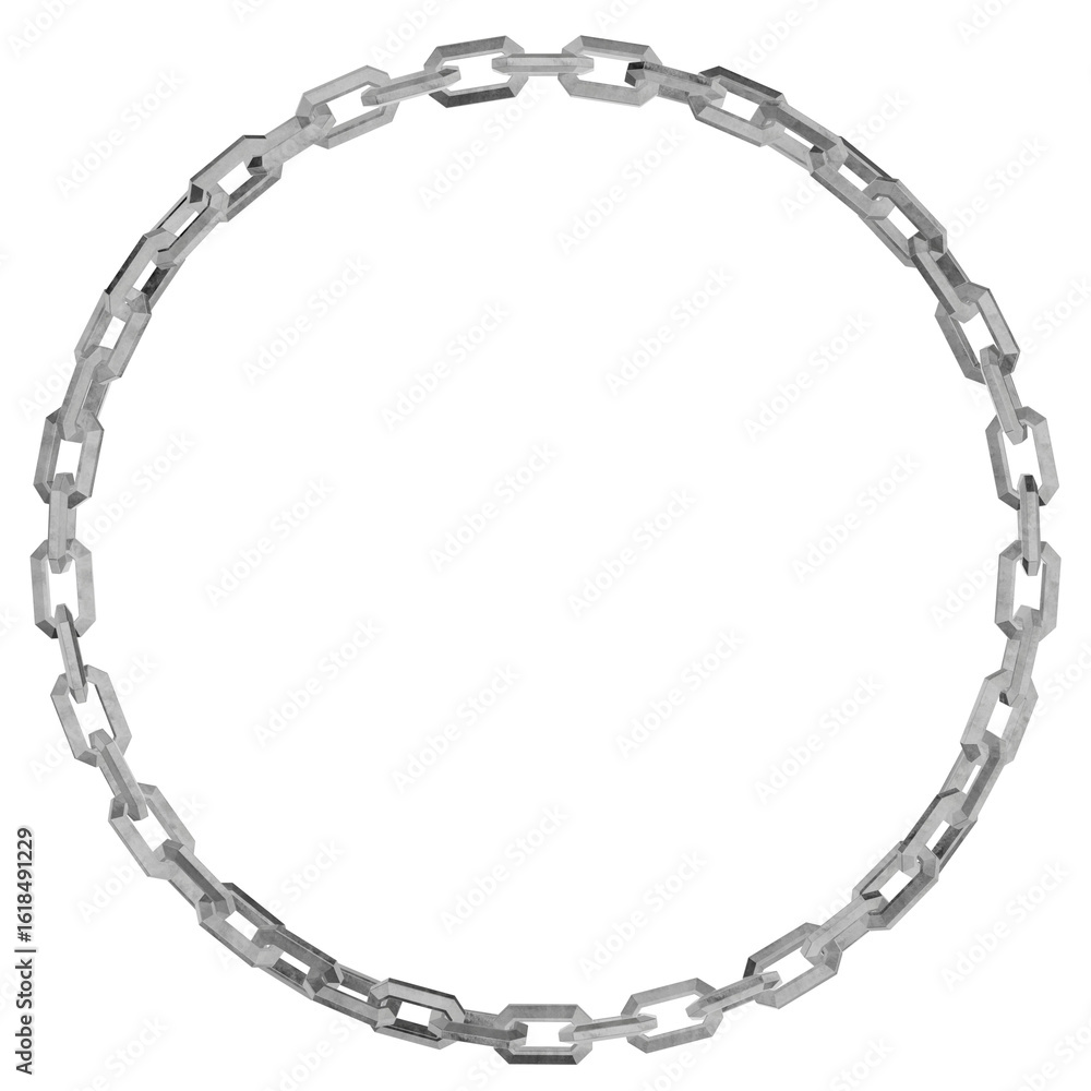 Poster high-resolution 3d illustration of a functional metallic chain forming a precise, contemporary round