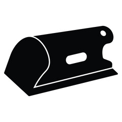 Simple black and white graphic illustration of a specialized grout and caulk tool