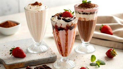 Indulge in delicious strawberry chocolate milkshakes perfect for a summer treat or dessert indulgence