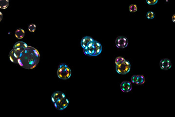 Soap bubbles isolated on a black background