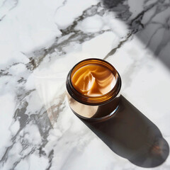 Moisturizer Jar on Marble with Shadows