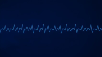 의료기기 모니터 네이비 배경에 심장박동 심전도 그래프Cardiac electrocardiogram graph on medical device monitor navy background