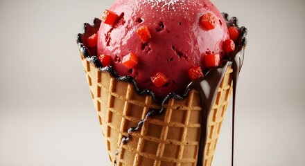 Indulge your senses with delicious strawberry ice cream cone treat
