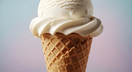 Delicious vanilla ice cream cone perfect for summer enjoyment