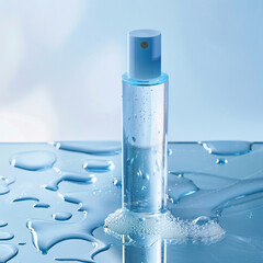 Toner Bottle on Wet Glass Surface