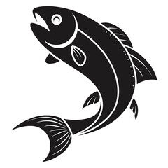 Stylized black fish leaping icon