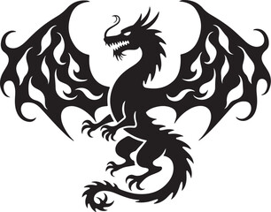 Obraz premium Epic Gothic Dragon Silhouette Design Elements