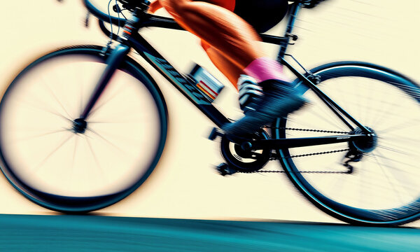 abstract view of cycling legs on incline exaggerated muscle tension motion-streak effect  Generative AI