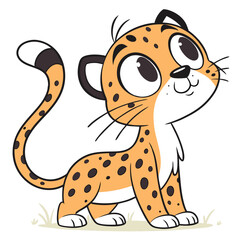 Stylized cartoon leopard looking up animal