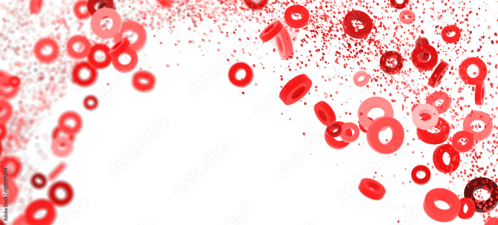 Aufkleber abstract background with red circles and confetti. perfect for presentations or websites.