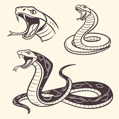 Stylized snakes with open mouths serpent reptile