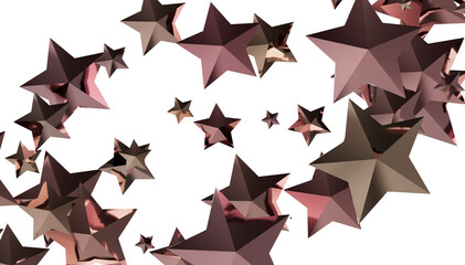 Shiny rose gold stars on white. Perfect for celebration, awards, or luxury designs.