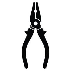 Simple black and white illustration of a pliers tool isolated on a white background