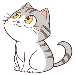 Adorable tabby cat with big eyes kitten grey