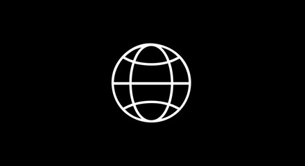 Minimalist Line Art Illustration of a Globe on a Black Background