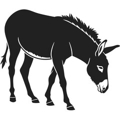 Black donkey silhouette facing left animal white