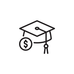 Line Art Graduation Cap with Dollar Sign