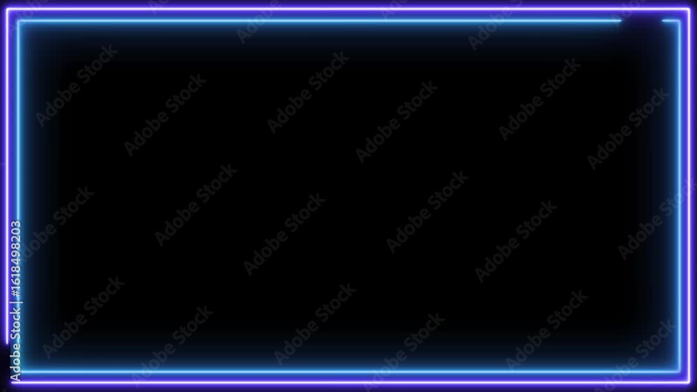 Poster neon rectangle loop animation, frame glow rectangle border animated for live, streaming, etc.