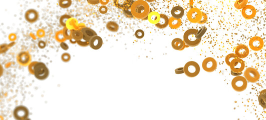 Golden rings floating on white background. Perfect for website banners, presentations, and more.