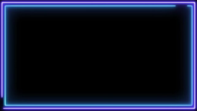 Neon Rectangle loop animation, frame glow rectangle border animated for live, streaming, etc.
