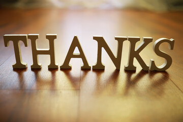 Thanks Sign on Wooden Floor - Appreciation, Gratitude, and Thankfulness Decor for Events