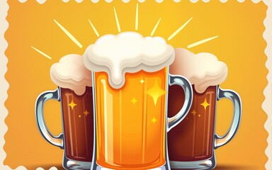 International beer day design illustration. beer, cheers, party Premium Vector. High quality