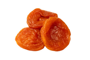Dried apricots isolated on white background.