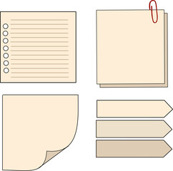 set of paper notes and sticky notes for decoration and sticker