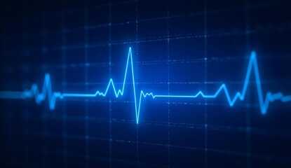 Digital EKG Display Showing Heartbeat Rhythm on a Blue Background