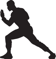 Obraz premium A striking black vector silhouette of a running man captures the essence of sport and competition, perfect for an athlete in action