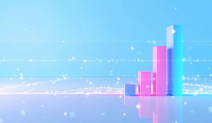 Fototapeta premium Ascending Bar Graph with Glittering Background