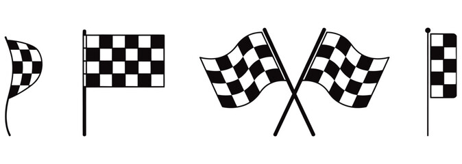 WebVector art of various checkered flags are displayed on an isolated on white background