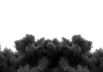 Dark smoke explosion isolated on transparent background
