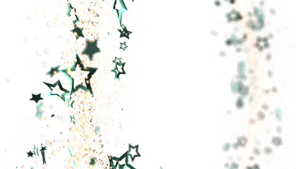 Beautiful background with teal stars, shimmering dust, perfect for festive designs.