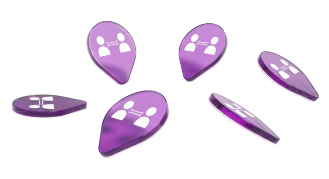 Social distancing icons scattered on a white surface casting shadows implying safety and public health measures Use in pandemic health and social impact concepts - Powered by Adobe