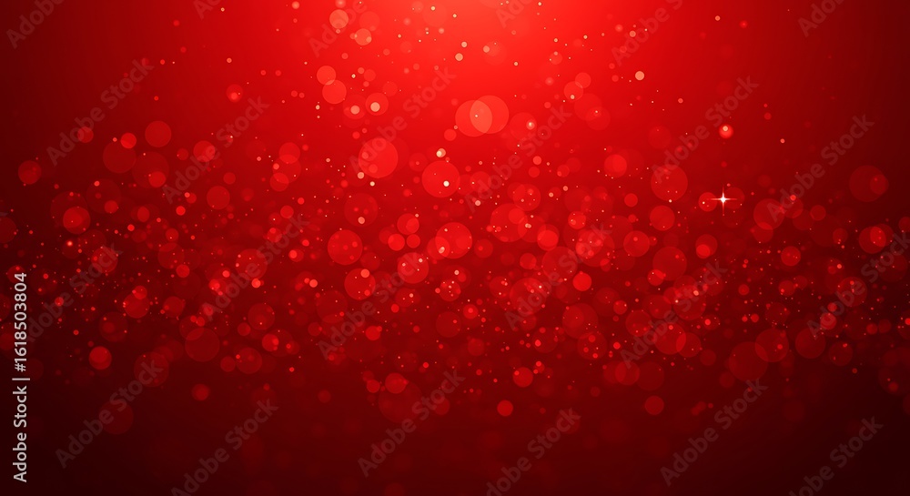 Poster abstract red bokeh lights with sparkling particles for festive backgrounds
