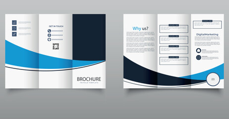 Blue Corporate Trifold Brochure Template for Business and Marketing