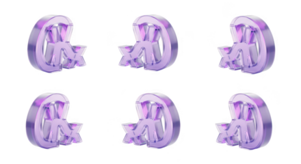 3D render of multiple purple letter X logo icons on a white background suggesting branding or design elements