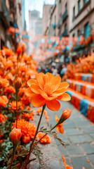 Cempasuchil Flower Blooming During Day of the Dead Celebration in Mexico City
