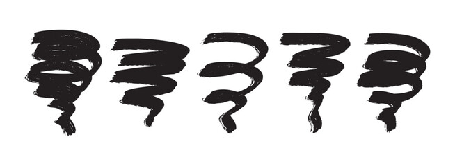bold brush strokes set. Confetti hand drawn bold squiggles. trendy basic curly lines, festive confetti strokes for party