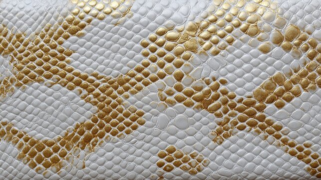 White and gold snake skin pattern texture with shiny scales