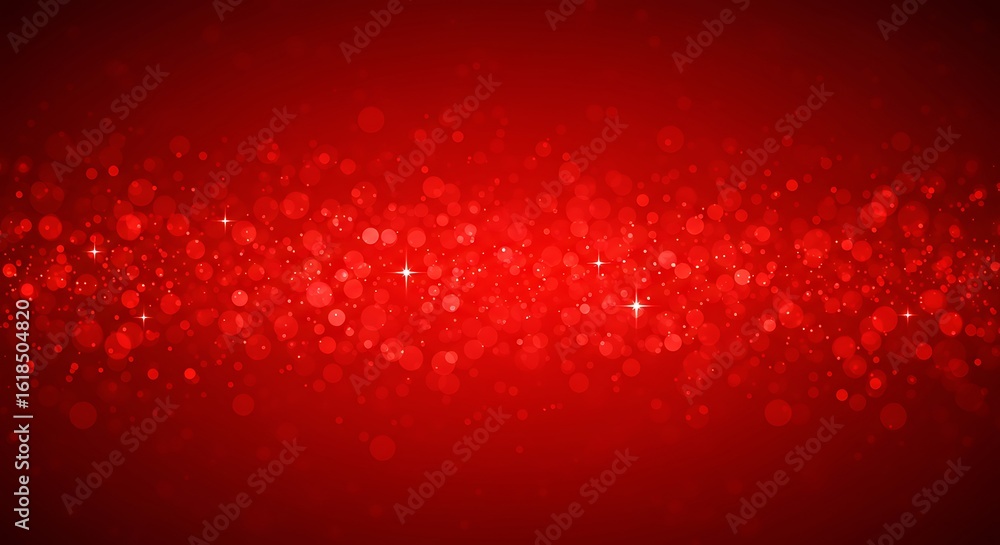 Poster abstract red bokeh lights with sparkling particles for festive backgrounds